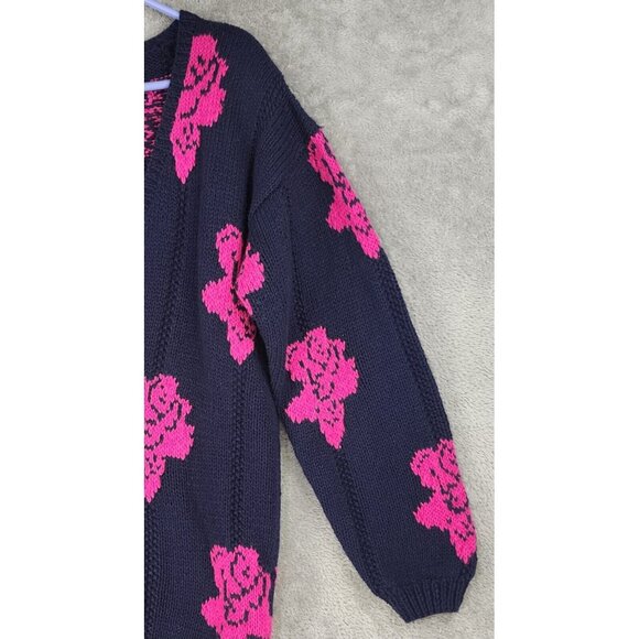 Cambridge Spirit Sweater Womens Small Blue Pink Rose Button Up Vintage Cardigan - Picture 8 of 10